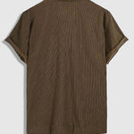 Men's Corduroy Half Button Short Sleeve POLO