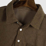 Men's Corduroy Half Button Short Sleeve Shirt Casual Shorts Set