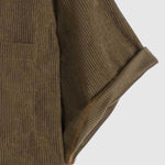 Men's Corduroy Half Button Short Sleeve POLO
