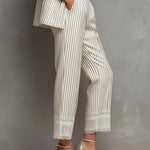 Vintage Striped Lace Cropped Trousers