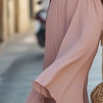 Halter Neck Waist Gathers Pleated Maxi Dress