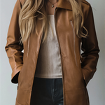 Women's Vintage Lapel Zipper Faux Leather Jacket