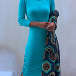 Margovil Crewneck Long Sleeve Buttons Cozy Dresses