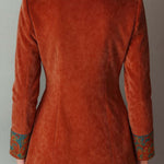 Retro Contrast Color Polyester Velvet Printed Blazer