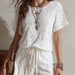 Boho White Openwork Knit Two-Piece Set