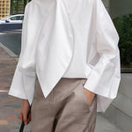 Long Sleeves Loose Solid Color Tied Stand Collar Blouses&Shirts Tops