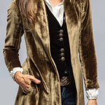 Vintage Velvet Long Loose Pocket Slit Coat