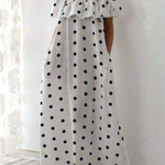 Loose Falbala Polka-Dot Off-The-Shoulder Maxi Dresses