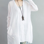 Original Solid Sun-Protection V-Neck Blouse Tops