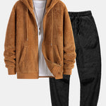 Teddy Zip Up Hooded Coat & Teddy Jogger Pants