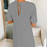 Bow Back Short Sleeves Mini Shift Dress