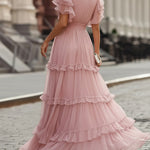 Ruffled V-Neck Tiered Maxi Dress
