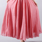 Casual A-Line Elastic Waist Solid Color Skirts