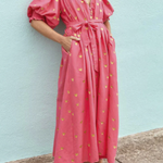 Summer Loose Printed Cardigan Short-sleeved Long Dress