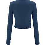 Long Sleeves Skinny Hollow Solid Color Round-Neck T-Shirts Tops
