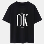 OK Slogan Print Drop Shoulder Oversize T-Shirt