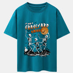Halloween Dancing Skeleton Print Drop Shoulder Oversize T-Shirt