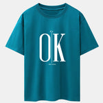 OK Slogan Print Drop Shoulder Oversize T-Shirt