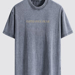 Faith Over Fear Print Washed Distressed Drop Shoulder T-Shirt