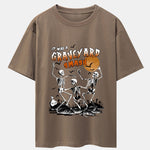 Halloween Dancing Skeleton Print Drop Shoulder Oversize T-Shirt