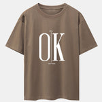 OK Slogan Print Drop Shoulder Oversize T-Shirt