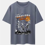 Halloween Dancing Skeleton Print Drop Shoulder Oversize T-Shirt