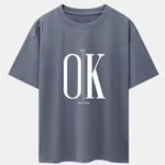 OK Slogan Print Drop Shoulder Oversize T-Shirt