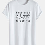 Slogan Print Cotton Arc Hem T-Shirt
