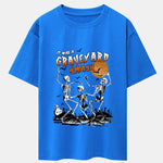 Halloween Dancing Skeleton Print Drop Shoulder Oversize T-Shirt