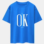 OK Slogan Print Drop Shoulder Oversize T-Shirt