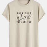 Slogan Print Cotton Arc Hem T-Shirt