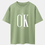 OK Slogan Print Drop Shoulder Oversize T-Shirt