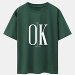 OK Slogan Print Drop Shoulder Oversize T-Shirt