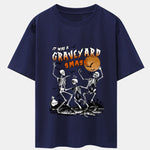 Halloween Dancing Skeleton Print Drop Shoulder Oversize T-Shirt
