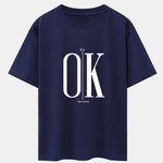 OK Slogan Print Drop Shoulder Oversize T-Shirt