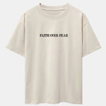 Faith Over Fear Print Drop Shoulder Oversize T-Shirt