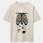 Funny Skeleton Food Print Drop Shoulder Oversize T-Shirt