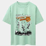 Halloween Dancing Skeleton Print Drop Shoulder Oversize T-Shirt
