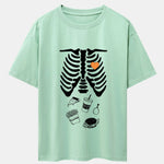 Funny Skeleton Food Print Drop Shoulder Oversize T-Shirt