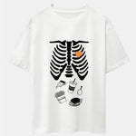 Funny Skeleton Food Print Drop Shoulder Oversize T-Shirt