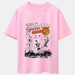 Halloween Dancing Skeleton Print Drop Shoulder Oversize T-Shirt
