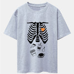 Funny Skeleton Food Print Drop Shoulder Oversize T-Shirt