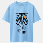 Funny Skeleton Food Print Drop Shoulder Oversize T-Shirt