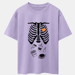 Funny Skeleton Food Print Drop Shoulder Oversize T-Shirt