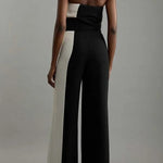 Social Hour Colourblock Tailored Bandeau Tie-up Waist Wide Leg Jumpsuit