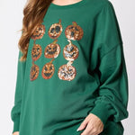 Halloween Pumpkin Sequin Loose Casual Sweatshirt