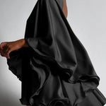 Solid Color High-Neck Backless Flared Sleeves Mini Dress