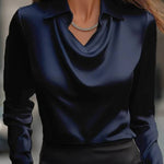 Temperamental Printed Simple Shirt Collar Ladies Top