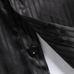 Men's satin striped business short-sleeved shirt casual shorts set