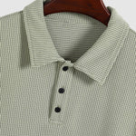 Men's solid color textured fabric casual short-sleeved polo